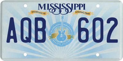 MS license plate AQB602