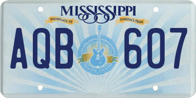 MS license plate AQB607