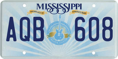 MS license plate AQB608