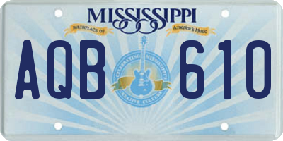 MS license plate AQB610
