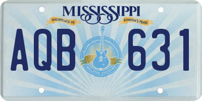 MS license plate AQB631