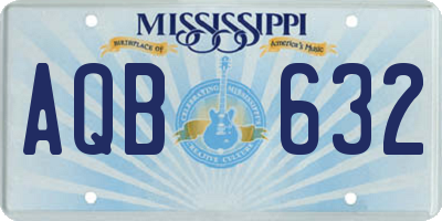 MS license plate AQB632