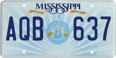 MS license plate AQB637