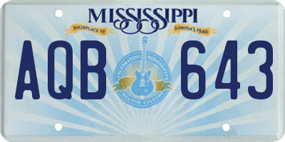 MS license plate AQB643
