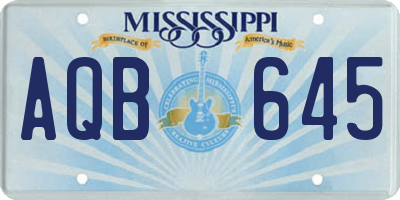 MS license plate AQB645
