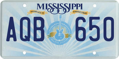 MS license plate AQB650