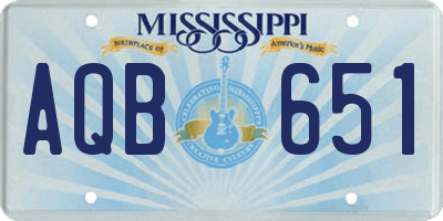 MS license plate AQB651