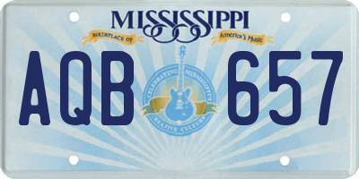 MS license plate AQB657