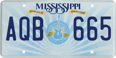 MS license plate AQB665
