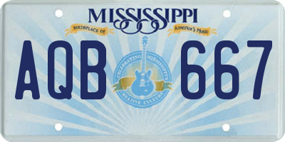 MS license plate AQB667