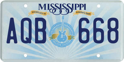 MS license plate AQB668