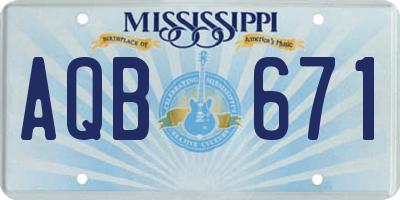 MS license plate AQB671