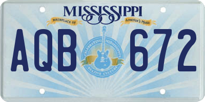 MS license plate AQB672