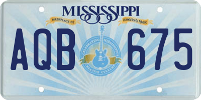 MS license plate AQB675