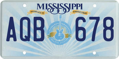 MS license plate AQB678
