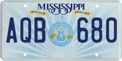 MS license plate AQB680