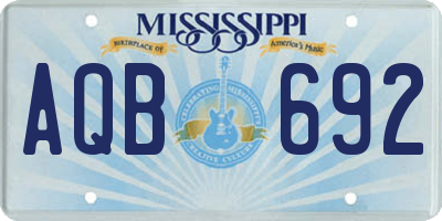MS license plate AQB692
