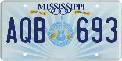 MS license plate AQB693
