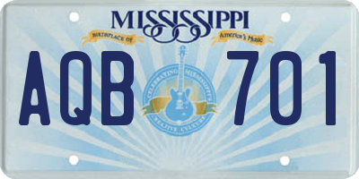 MS license plate AQB701