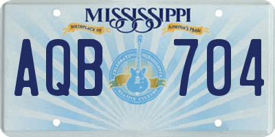 MS license plate AQB704