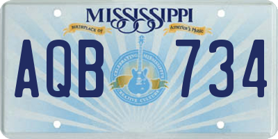 MS license plate AQB734