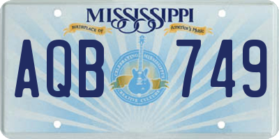 MS license plate AQB749