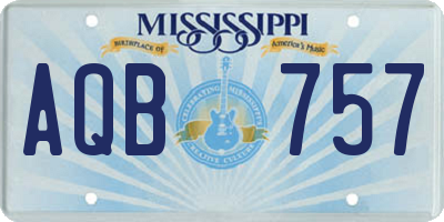 MS license plate AQB757