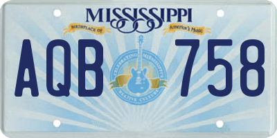MS license plate AQB758