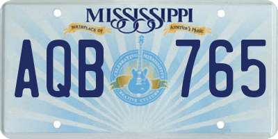 MS license plate AQB765