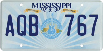 MS license plate AQB767