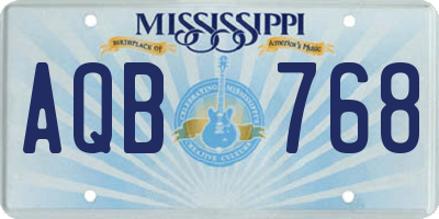 MS license plate AQB768