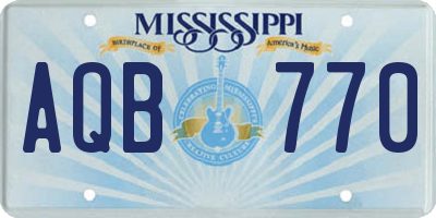 MS license plate AQB770
