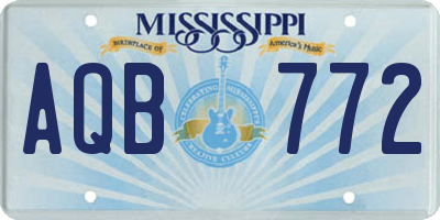 MS license plate AQB772