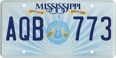 MS license plate AQB773
