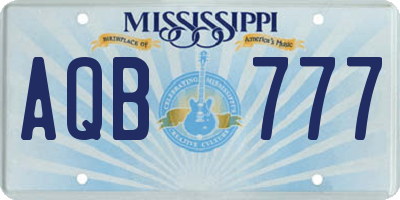 MS license plate AQB777