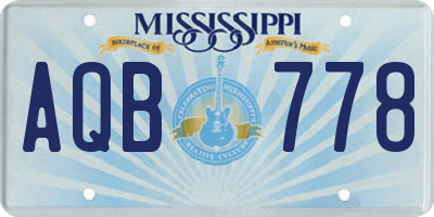MS license plate AQB778