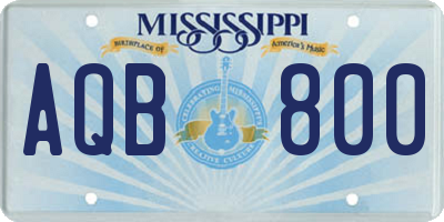 MS license plate AQB800