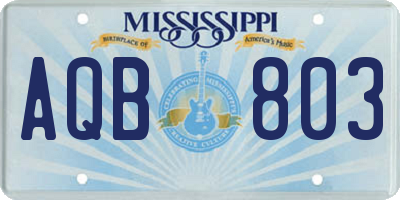 MS license plate AQB803