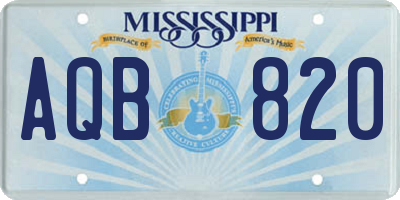 MS license plate AQB820