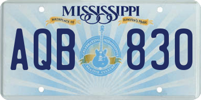 MS license plate AQB830