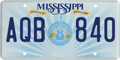 MS license plate AQB840