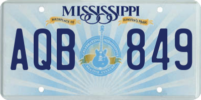 MS license plate AQB849