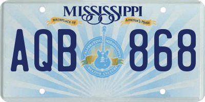 MS license plate AQB868
