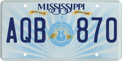 MS license plate AQB870