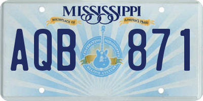 MS license plate AQB871