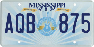 MS license plate AQB875