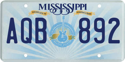 MS license plate AQB892