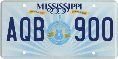 MS license plate AQB900