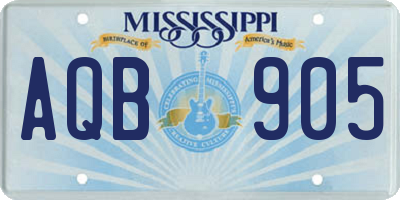 MS license plate AQB905