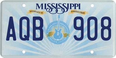 MS license plate AQB908